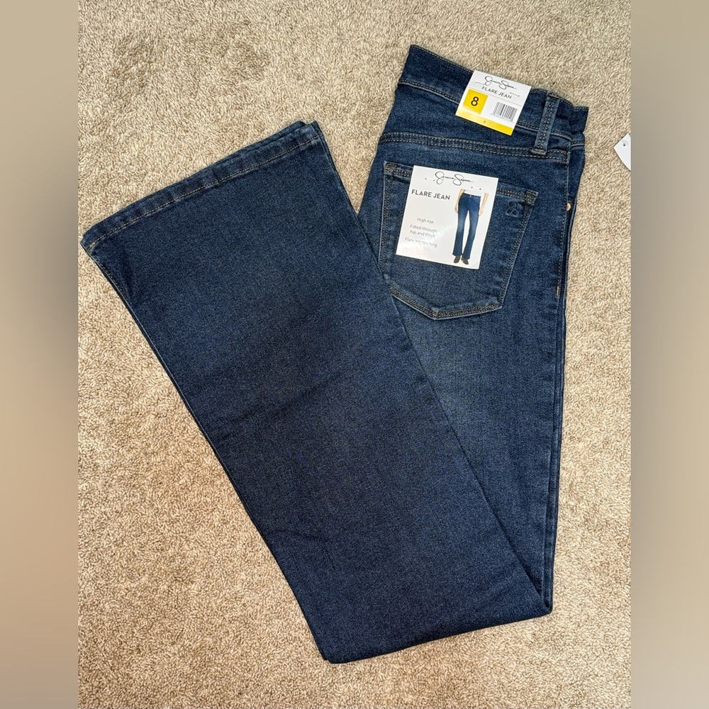 Jessica Simpson Women's Size 8 High Rise Flare Stretch Blue Jeans, Tall